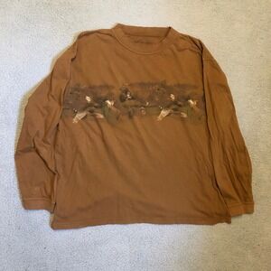 Morgan Creek Wrap Around Pheasant Graphic LS T-Shirt Mens XL Brown Hunting Bird